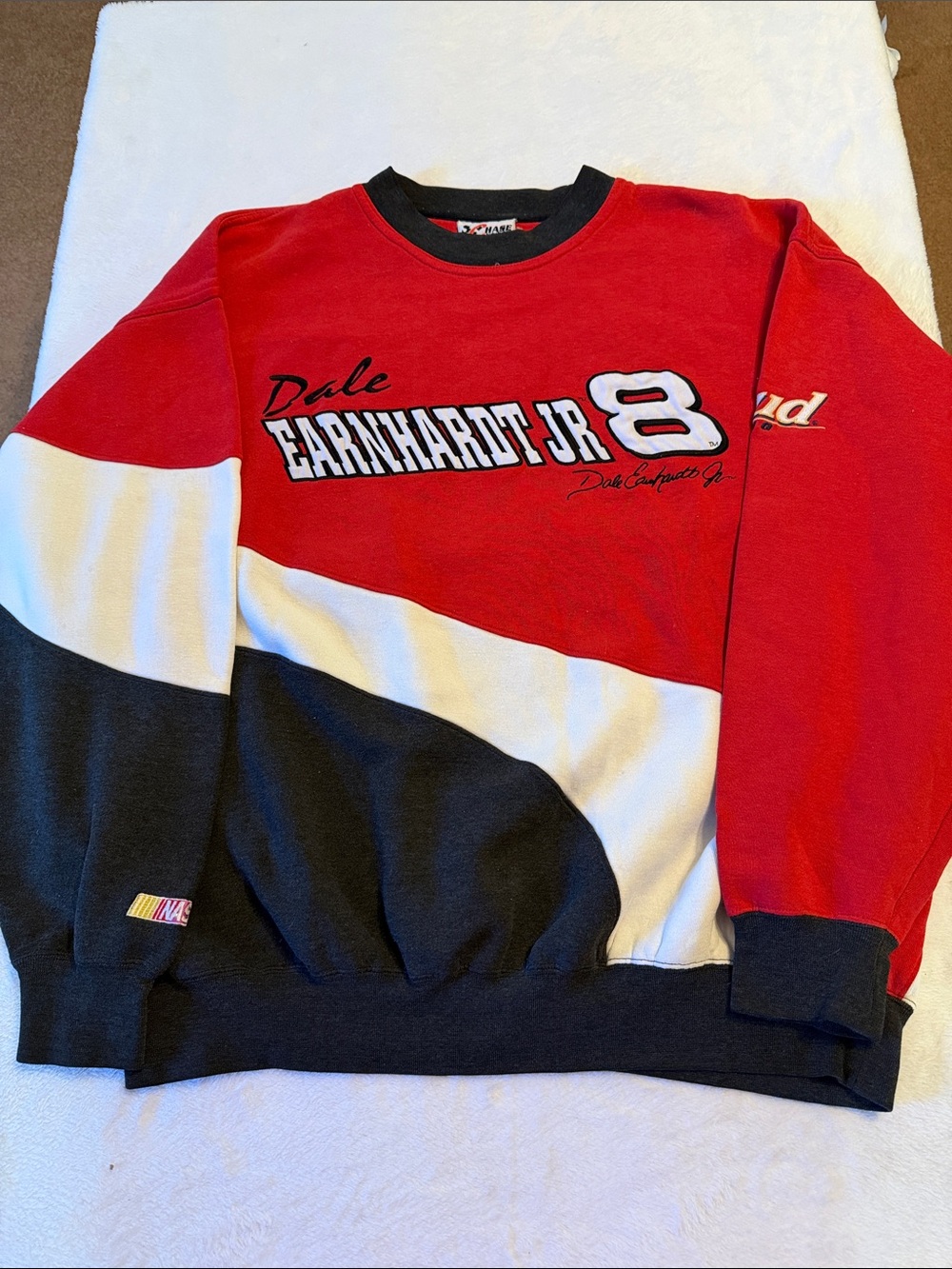 Chaser Red Black White Colorblock Crewneck Sweatshirt